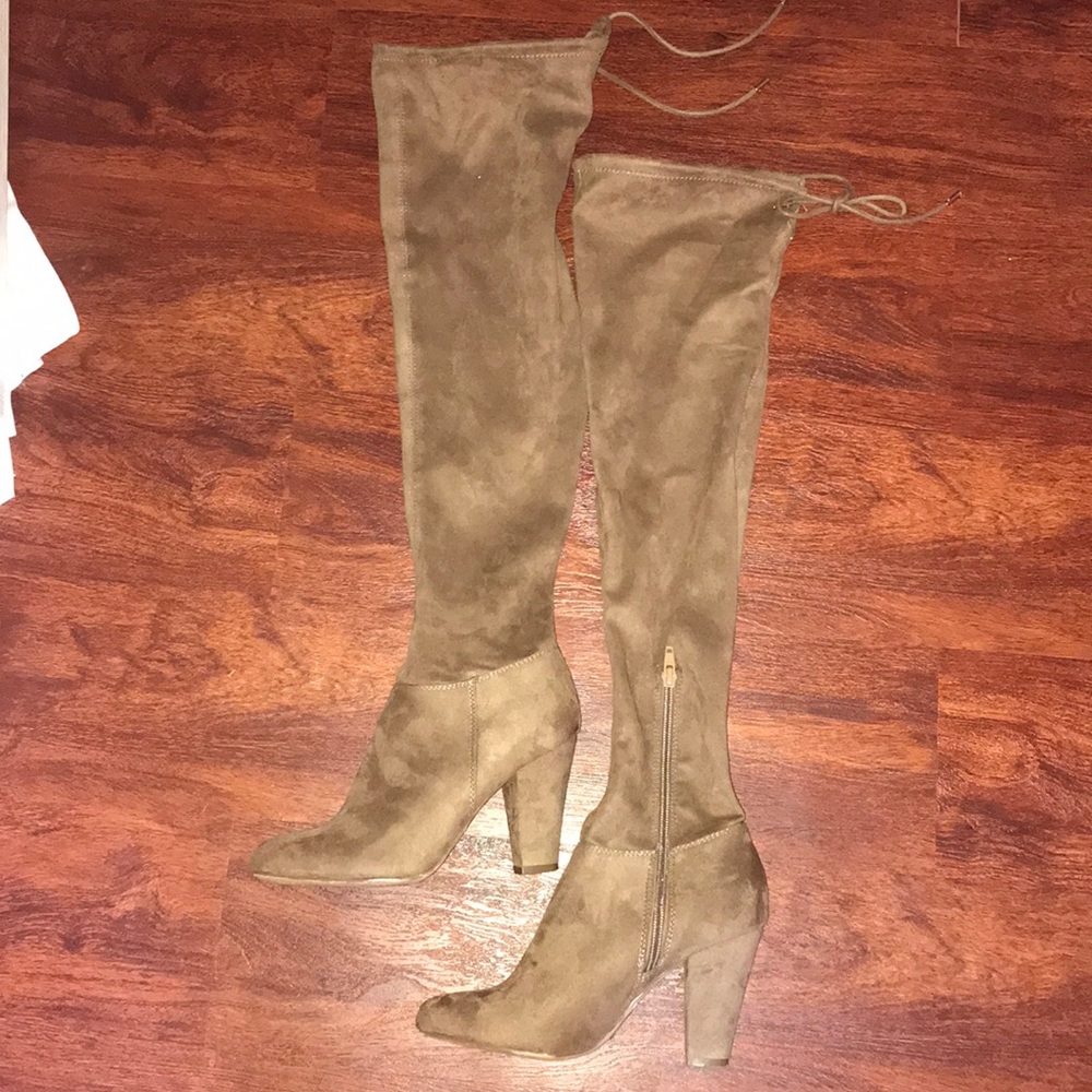 Over the knee brown boots